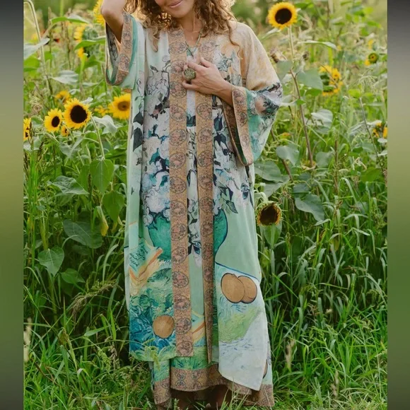 I Paint My Dream Van Gogh Opera Duster Kimono Robe - Picture 7 of 14